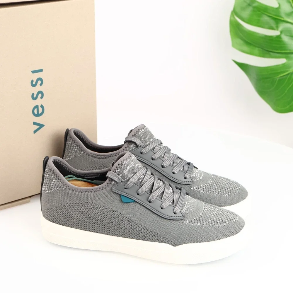 Vessi Womens Weekend Sneakers Size 8 Waterproof Gray Lace Up Comfort Shoes Low